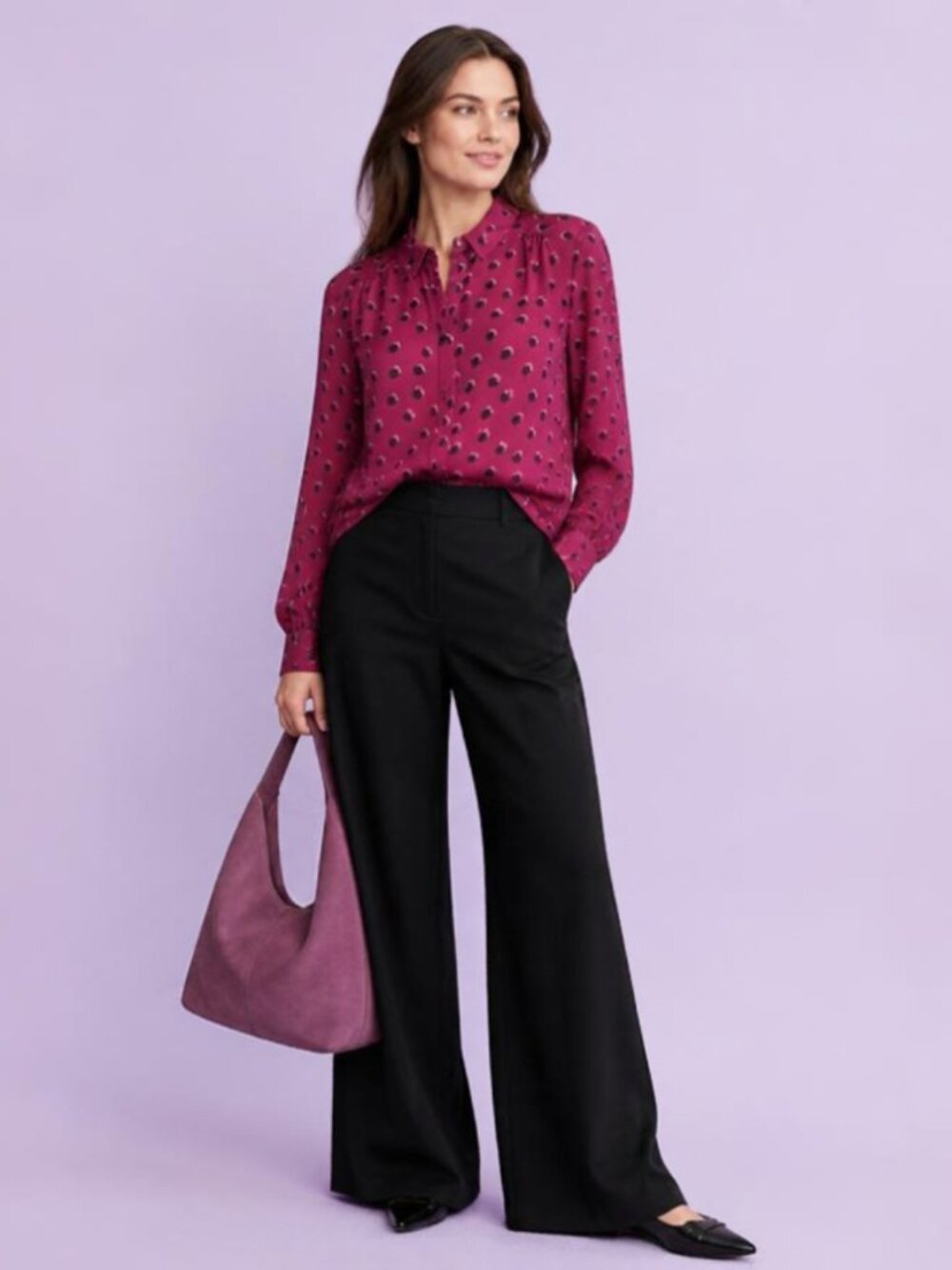 NWOT Raspberry Polka Dot Blouse Large 12